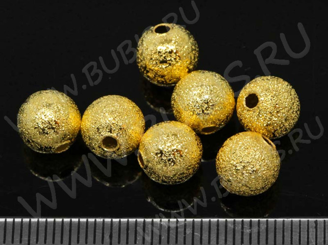 Бусина Шарик металлический "сахарный" 8мм золотистый (Brass) (10шт)