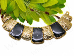 Кулон 46 коннектор крупный с эмалью 110*50*3,5мм античное золото и т.зелёный (металл и эмаль)