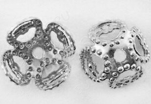 (СКИДКИ!!!) Шапочка тонкая 043 ажурная чашечка 8*8*5мм никель (Iron) (имитация скани) (50шт.)