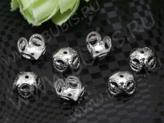 (СКИДКИ!!!) Шапочка тонкая 043 ажурная чашечка 8*8*5мм никель (Iron) (имитация скани) (50шт.)