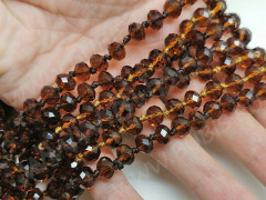 (ОПТ) Бусина Абакус гранёный 8*8*5,5мм Хрусталь т.янтарный прозрачный (имитация Сваровски) (НИТЬ)