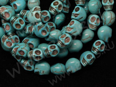 Бусина каменная Череп 03 Говлит 12*11,5*10мм голубо-бирюзовый (камни)