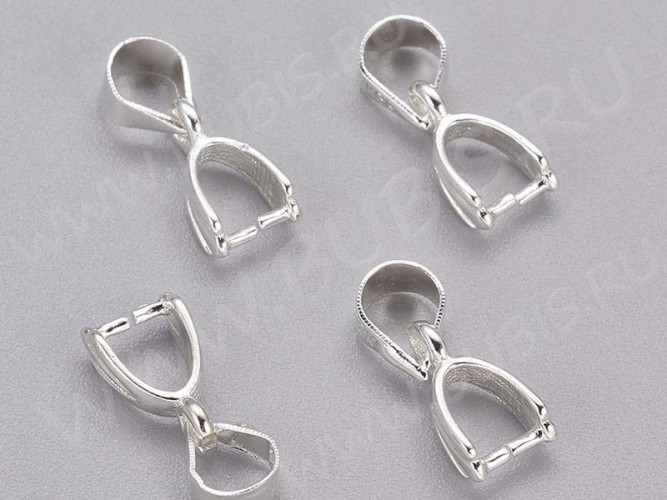 Держатель кулона 013 ракушка 13,5*6*3мм серебристый (Brass)