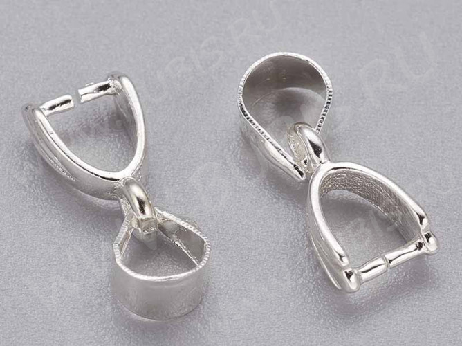 Держатель кулона 013 ракушка 13,5*6*3мм серебристый (Brass)