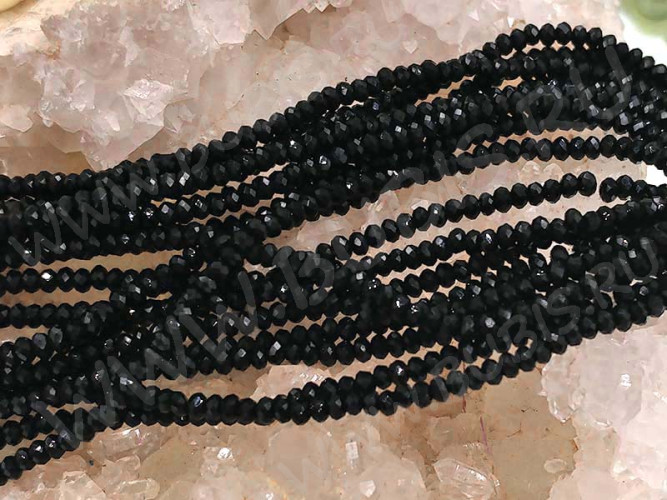 Бусина кристалл гранёный абакус 2,5*2,5*1,5мм чёрный непрозрачный (имитация Сваровски) (НИТЬ)