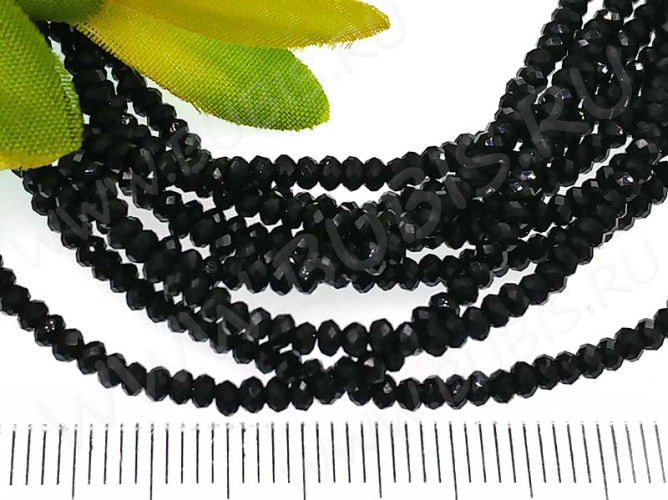 Бусина кристалл гранёный абакус 2,5*2,5*1,5мм чёрный непрозрачный (имитация Сваровски) (НИТЬ)