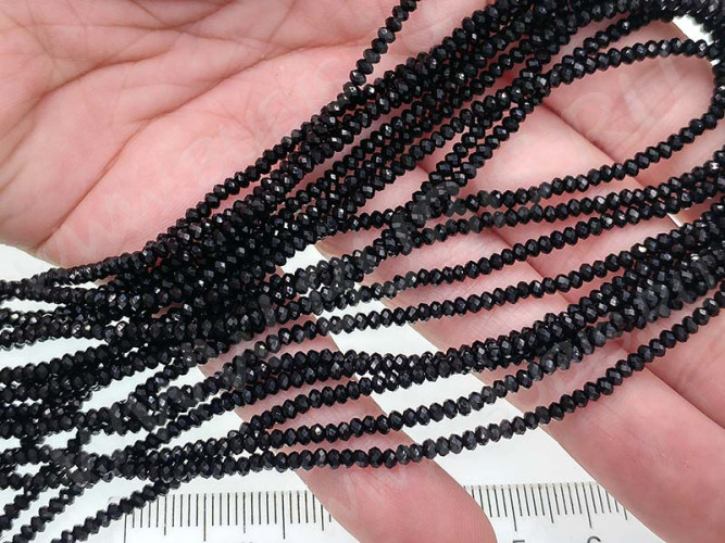 Бусина кристалл гранёный абакус 2,5*2,5*1,5мм чёрный непрозрачный (имитация Сваровски) (НИТЬ)