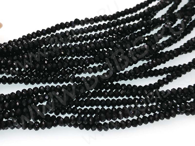 Бусина кристалл гранёный абакус 2,5*2,5*1,5мм чёрный непрозрачный (имитация Сваровски) (НИТЬ)