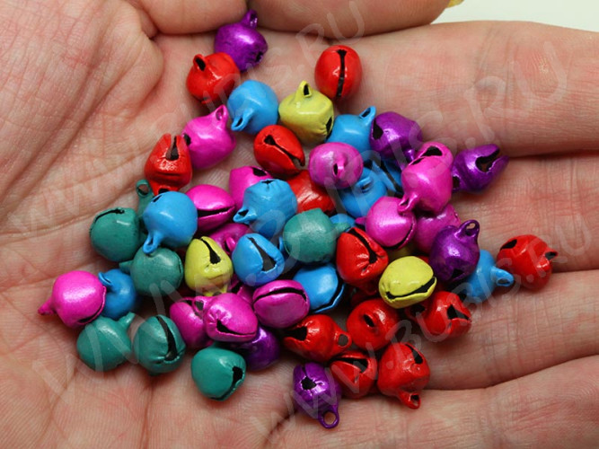 (СКИДКИ!!!) Подвеска Бубенчик 01 3D 9,5*7,5*7мм микс цветов (Iron) (50шт.)