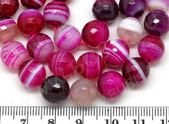 Бусина округлая ГРАНЁНАЯ 10мм Агат Мадагаскарский т.фуксия-молочный (камни)