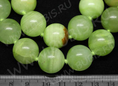 Бусина округлая 16мм Мраморный Оникс св.зелёный (камни)
