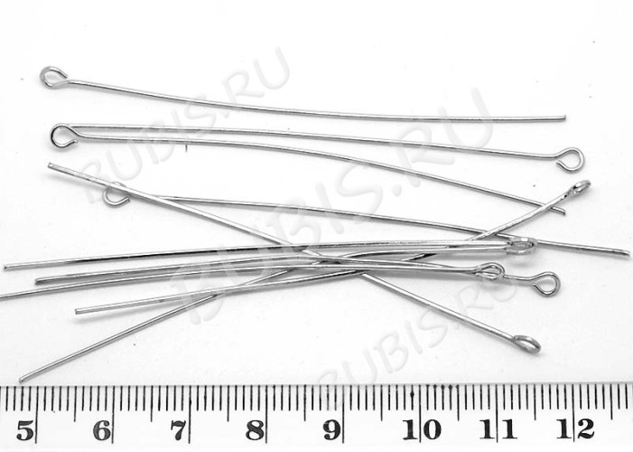 (СКИДКИ!!!) Штифт с петлёй 70*0,7мм цвет платины, без никеля (Iron) (50шт.)