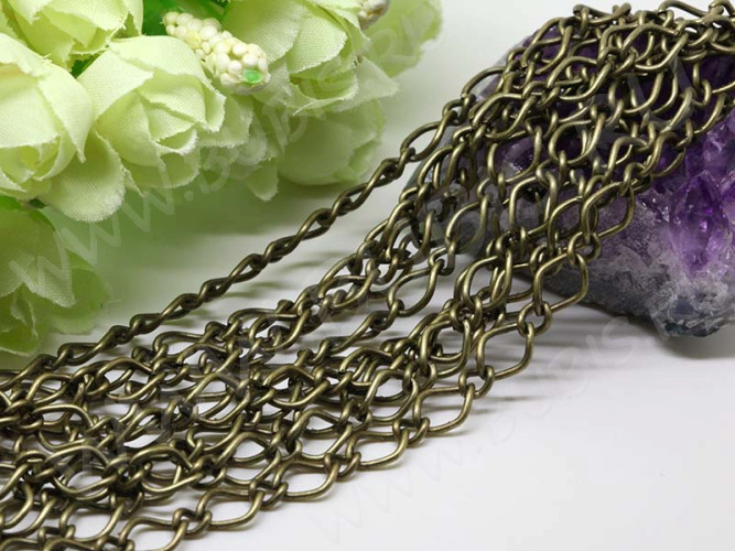 Цепочка I005 ДЛЯ БРАСЛЕТОВ звено 11*7мм и 6*5мм античная бронза (Iron) (50см)