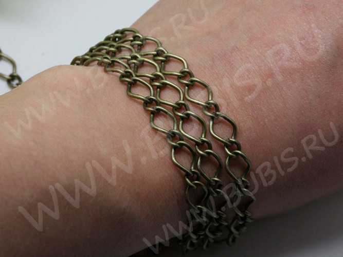 Цепочка I005 ДЛЯ БРАСЛЕТОВ звено 11*7мм и 6*5мм античная бронза (Iron) (50см)