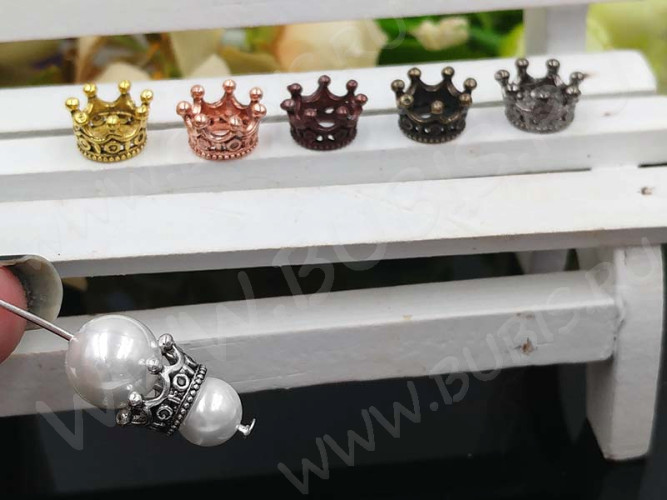 Бусина Корона 07 3D 11*11*6мм розовое золото (LUX Китай) (сплав)