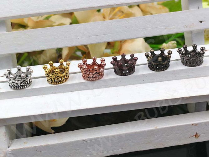 Бусина Корона 07 3D 11*11*6мм розовое золото (LUX Китай) (сплав)