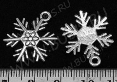 Подвеска Снежинка 08 с цветочком 24,5*19*2мм античное серебро (литьё)