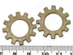Шестерёнка 06 двусторонняя 24,5*24,5*1,2мм античная бронза (литьё) (Steampunk)