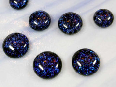 Кабошон Фьюзинг Круглый 13-21мм Дихроик на черном Синий Рельеф MOS