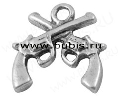 Подвеска Пистолет 02 3D 16*15*3мм античное серебро (литьё)