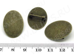 Основа (заготовка) для броши №46 с овальной платформой 25*18мм 25*18*6мм античная бронза (Brass и Iron)