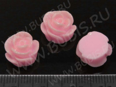 Кабошон декоративный 29 Розочка с блёстками 13*13*8мм розовая непрозрачная (резин)