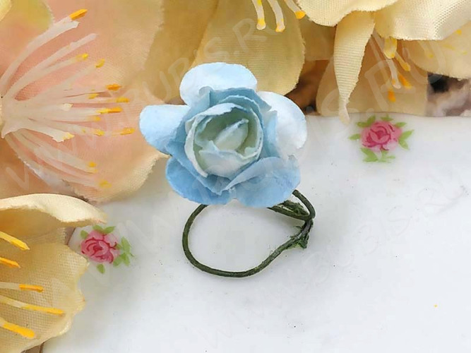 Цветок для декора 01 бумажный 70*10*10мм св.голубой с белым (декор)