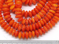 Бусина каменная Рондель 03 7-8*3,5мм Коралл оранжевый натуральный (камни) (10шт.)