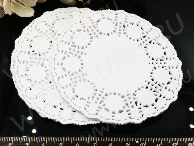Салфетка для декора 03 ажурная 9см белая (бумага) (ок.50шт.)