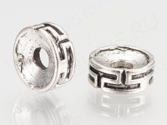 (СКИДКИ!!!) Рондели 095 с узором 7,5*7,5*3мм античное серебро (литьё) (10шт.)