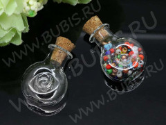 Бутылочка 40 фигурная с пробкой Бублик 2,1мл 31*19,5*11мм прозрачная (стекло)