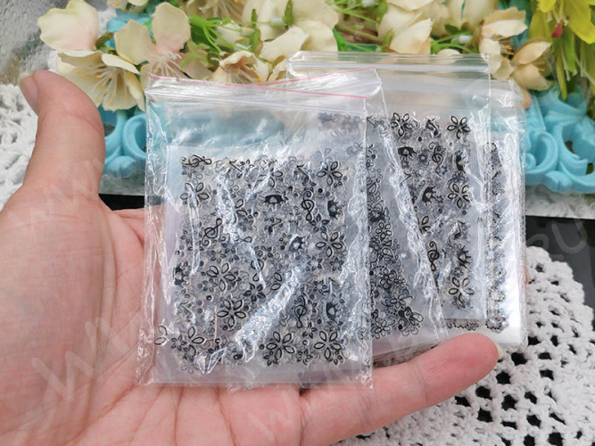 Стикеры 04 наклейки 6,5*5см МИКС чёрных рисунков (декор) (5шт.)