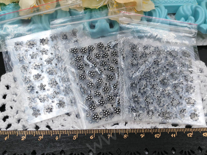 Стикеры 04 наклейки 6,5*5см МИКС чёрных рисунков (декор) (5шт.)