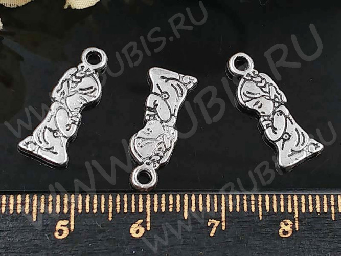 Подвеска Девочка 03 двусторонняя 18*7*1,5мм античное серебро (литьё)