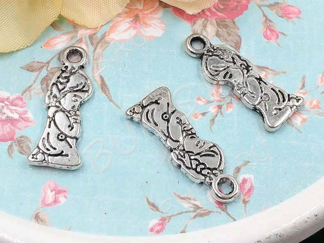 Подвеска Девочка 03 двусторонняя 18*7*1,5мм античное серебро (литьё)