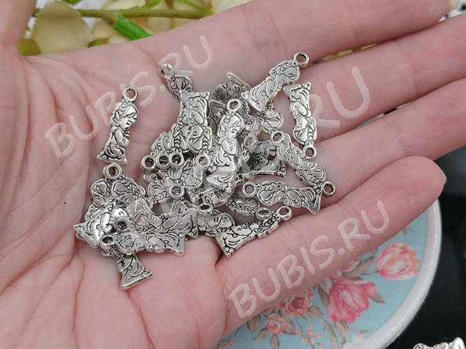 Подвеска Девочка 03 двусторонняя 18*7*1,5мм античное серебро (литьё)