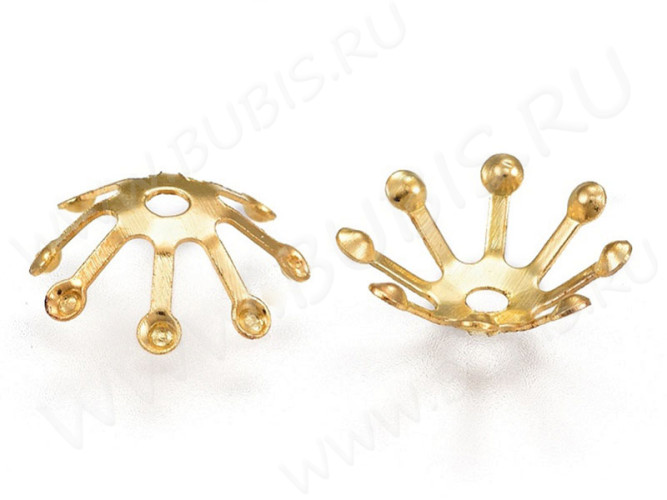 (СКИДКИ!!!) Шапочка тонкая 109 простая 10*10*3,5мм золотистая (Iron) (10шт.)