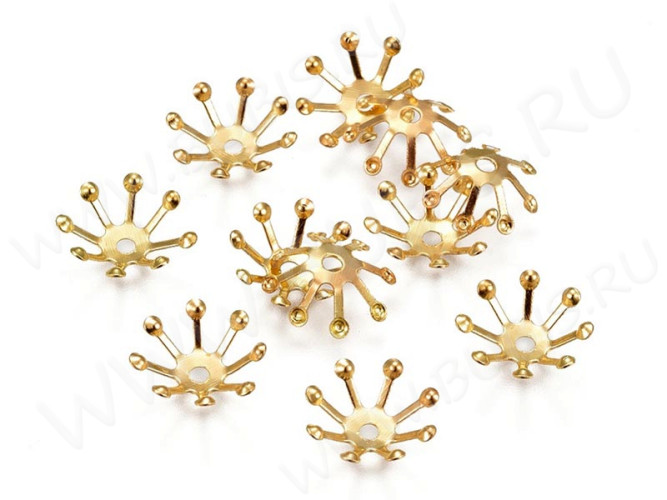 (СКИДКИ!!!) Шапочка тонкая 109 простая 10*10*3,5мм золотистая (Iron) (10шт.)