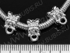 (СКИДКИ!!!) Бусина с петлёй 037 Бейл Бабочки 11,5*7*6,5мм серебристый (литьё) (10шт.)