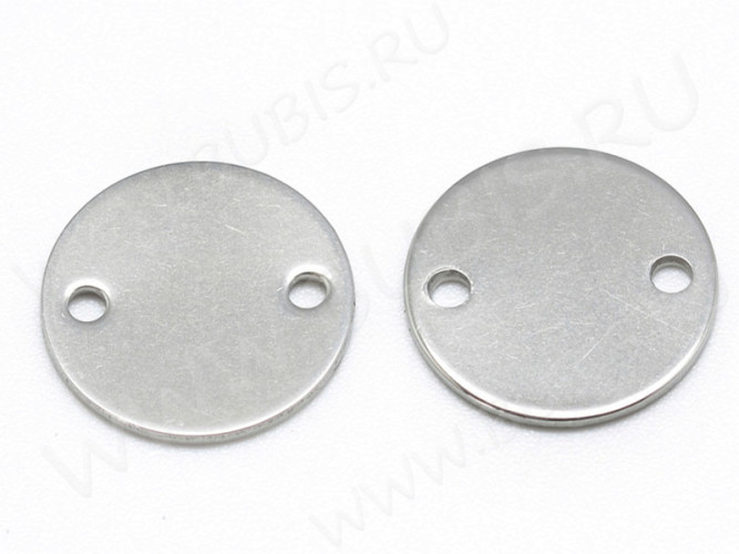 363 Коннектор 1 к 1 Круг жетон 12*12*0,7мм цвет платины (Хирургическая Сталь)