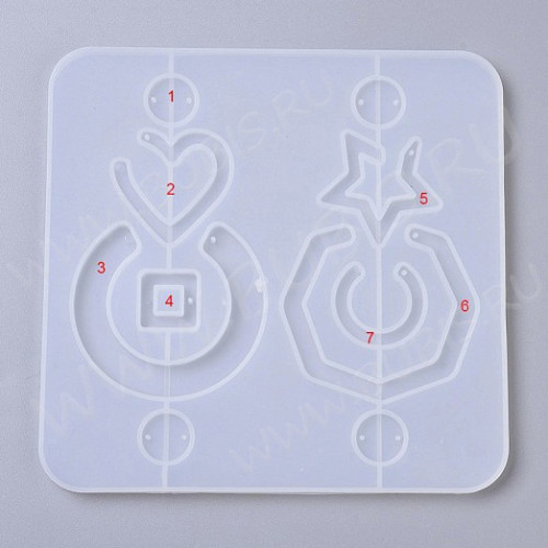 Молд 231 для эпоксидной смолы 155*151*6мм  Подвески Кулоны Коннекторы (силикон)