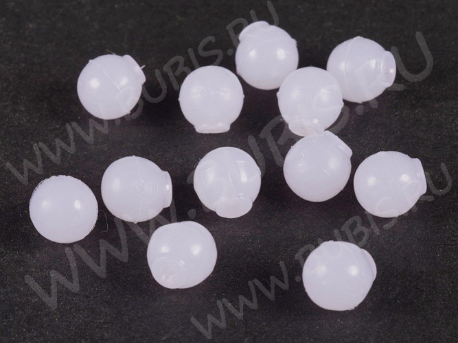 Зажимы для пуссет(гвоздиков) и швенз №25 Сфера Шарик крепёжки прорезиненные 6,5*6*6мм молочные матовые (10шт.)