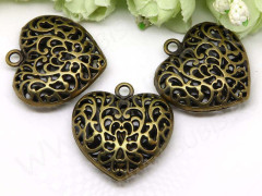Подвеска Сердечко 66 3D Кулон ажурный 35*34*10,5мм античная бронза (литьё)