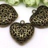 Купить Подвеска Сердечко 66 3D Кулон ажурный 35*34*10,5мм античная бронза (литьё) с доставкой по России