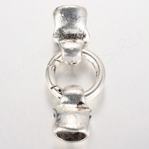 Замочек карабин №064 кольцо с концевиками Черепа 60*25*12мм античное серебро (литьё)