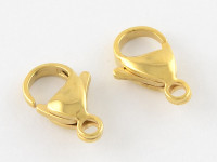 Замочек карабин №057-G 15*9*4мм золотистый Real Gold Plated 24K (LUX)(Хирургическая сталь)