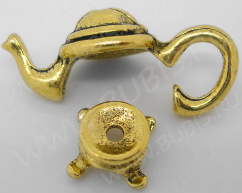 Бусина 196 Чайник 01 ловушка для бусины 21*9*8мм античное золото (литьё)