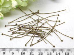 (СКИДКИ!!!) Штифт с ШАРИКОМ 40*0,6мм античная бронза (Brass) (50шт.)