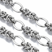 Цепочка S123 стальная Византийская крупная 13,5*10мм цвет платины (Хирургическая сталь)(50см)