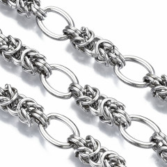 Цепочка S123 стальная Византийская крупная 13,5*10мм цвет платины (Хирургическая сталь)(50см)